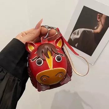 Высококачественный чехол для автомобильного ключа, карманный чехол для ключей с изображением зодиака, креативный чехол для ключей в виде пони, мини-сумка для ключей, небольшие подарки красный