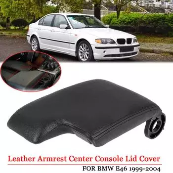 Высококачественный чехол для крышки центральной консоли подлокотника из синтетической кожи, подходит для E46 2001-2006, прочный чёрный