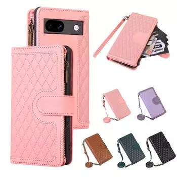 Высококачественный чехол-кошелек с пряжкой Diamond для Google Pixel 7A Pixel 7 розовый