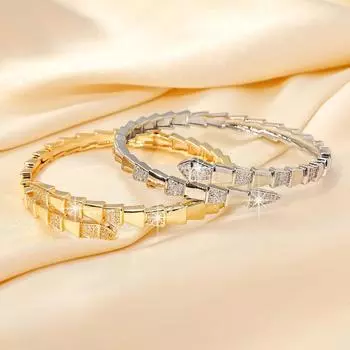 Высококачественный циркониевый серпантинный браслет для женщин, легкий роскошный модный стильный браслет 17CM