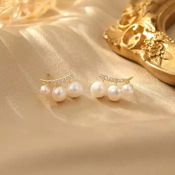 Высококачественный дизайн, изысканные серьги-гвоздики с циркониевым жемчугом, модные темпераментные серьги, женские легкие роскошные нишевые темпераментные серьги 14k