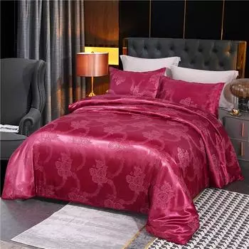 Высококачественный европейский атласный жаккардовый комплект из 3 предметов, легкий, роскошный стиль, современный минималистский стиль, домашний текстиль 180*228cm оранжевый