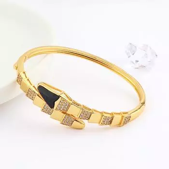 Высококачественный готический браслет в виде змеи золотого цвета для женщин, модный панк-стиль, черная эмаль, медный циркон, изящные украшения для вечеринки, подарок