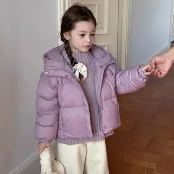 Высококачественный хлопковый белый утиный пух, толстый, теплый, ветрозащитный пуховик 90cm фиолетовый