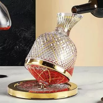 Высококачественный хрустальный стеклянный графин, вращающийся на 360 градусов, диспенсер для шампанского, виски, вина, бутылка для подарка, барная стойка, украшение для стеклянной посуды