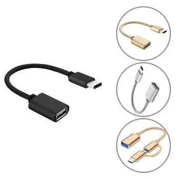 Высококачественный кабель-адаптер Mini Plug Play USB Type-C Micro USB, кабель-конвертер Mini OTG для быстрой передачи данных Adapter for Type-C чёрный