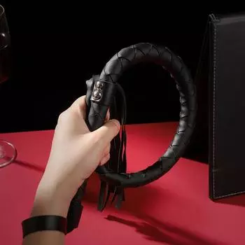 Высококачественный кнут из искусственной кожи для верховой езды, наручники для вечеринок, черный хлыст для верховой езды
