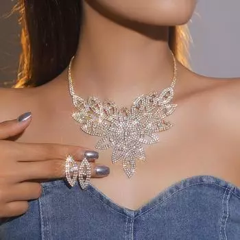 Высококачественный комплект из ожерелья и серег с супер-блестящими бриллиантами, самые красивые свадебные украшения, ожерелье, украшения для ушей