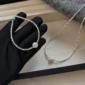 Высококачественный комплект из серебряного жемчуга и браслета bracelet серебряный