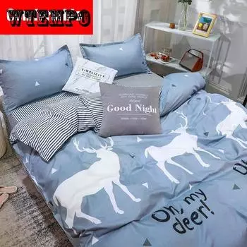 Высококачественный комплект постельного белья с мультяшным принтом, милый комплект постельного белья, домашний текстиль, наволочка, простыня с перьями, пододеяльник, постельные принадлежности Single