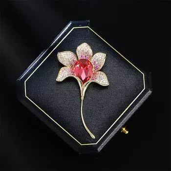 Высококачественный корсаж из кристаллов циркония лилия брошь изысканный темпераментный костюм шерстяное пальто пряжка одежда обувь золотой