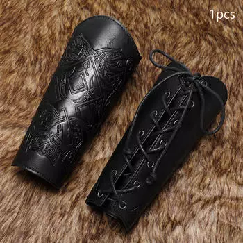 Высококачественный кожаный браслет-рукавица из искусственной кожи, унисекс, средневековые аксессуары Black 1pcs