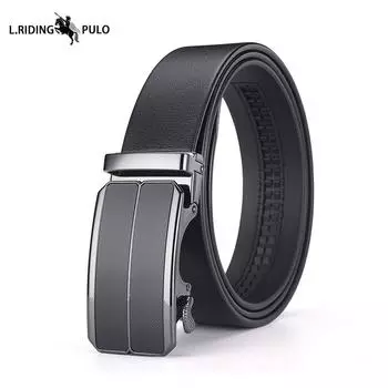 Высококачественный кожаный ремень Мужской ремень Автоматическая пряжка Натуральная коровья кожа Простой Повседневный Универсальный Деловой Мужской ремень 110cm чёрный