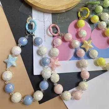 Высококачественный креативный ремешок для мобильного телефона в стиле карамельного цвета, цепочка своими руками, подвеска для мобильного телефона с бисером, праздничные подарки