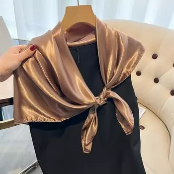 Высококачественный квадратный шелковый шарф 90*90 см, простые шали и накидки, офисные женские платки для волос, шейный платок, индийский мусульманский платок, парео, Ne