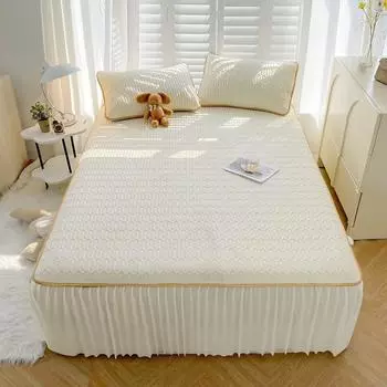 Высококачественный латексный охлаждающий коврик с юбкой-кроватью, элегантный дышащий ледяной вискоза, мягкий дышащий охлаждающий коврик 150x200cm 1pc quilt