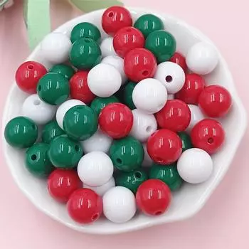 Высококачественный материал акрил 8-16 мм рождественский стиль DIY ожерелье браслет свободные бусины 60 шт./50 шт./30 шт. круглые ювелирные изделия изготовление аксессуаров ручной работы 8mm/60Pcs
