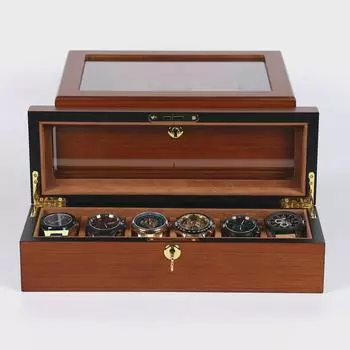 Высококачественный матовый тиковый ящик для хранения и демонстрации часов