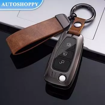 Высококачественный металлический автомобильный складной чехол для ключей, сумка-брелок для Ford Focus C-Max S-Max Galaxy Mondeo Ranger Transit Tourneo, индивидуальный протектор серый