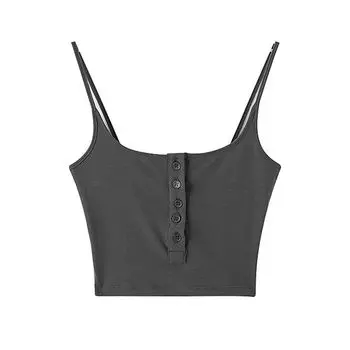 Высококачественный модный топ-слинг с открытой спиной и пряжкой, однотонный Dark gray M