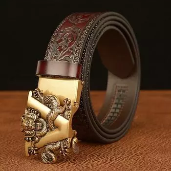 Высококачественный мужской ремень из воловьей кожи, индивидуальный дизайн, ретро-когти дракона, автоматическая пряжка, кожаный ремень для брюк 110cm