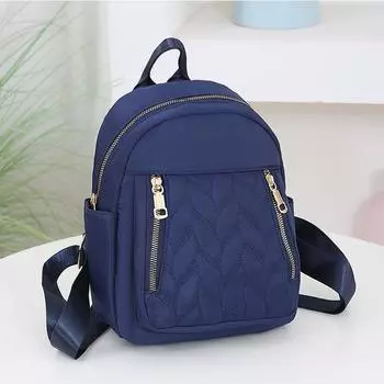 Высококачественный нейлоновый городской модный женский рюкзак большой вместимости на молнии в минималистичном повседневном стиле для студентов 21x10x17cm чёрный