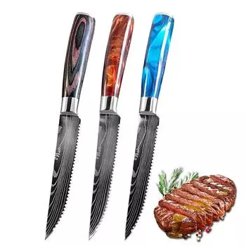 Высококачественный нож для стейка, кухонные ножи, ножи для говядины с пилообразным лезвием из нержавеющей стали, обеденный нож, резак для хлеба с зубцами