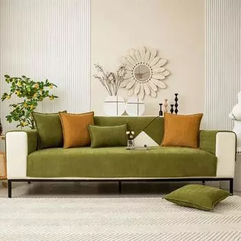 Высококачественный однотонный чехол для дивана из синели, четырехсезонное универсальное полотенце для дивана для гостиной, нескользящий секционный чехол для дивана 70x70cm 1pc синий