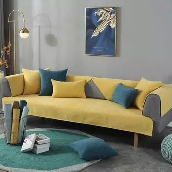 Высококачественный однотонный утолщенный чехол для дивана из синели, силиконовый противоскользящий низ, мягкий на ощупь, универсальный секционный диван-полотенце 70x70cm 1pc