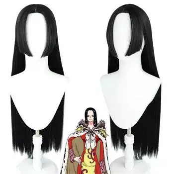 Высококачественный парик для косплея в стиле аниме Боа Хэнкок, длинные черные прямые термостойкие синтетические волосы One Size