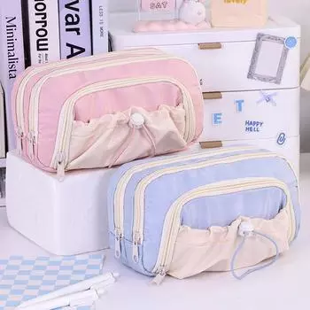 Высококачественный пенал Ins-Style с завязкой на шнурке: Большая вместительная, устойчивая к загрязнениям коробка для канцелярских принадлежностей для учеников начальной и средней школы multi-layer