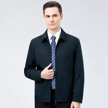 Высококачественный пиджак из шелка тутового шелкопряда с воротником-стойкой для пап среднего и пожилого возраста, свободный деловой пиджак большого размера с длинными рукавами и лацканами на осень и зиму 170