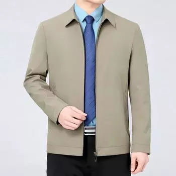 Высококачественный пиджак с лацканами для мужчин среднего возраста на весну и осень, шелковые деловые повседневные свободные топы из шелка для отцов среднего и пожилого возраста 170