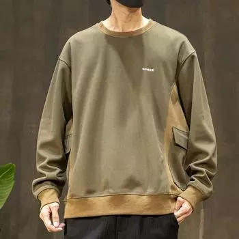 Высококачественный плотный трикотажный свитер плотностью 380 г с индивидуальными карманами, мужской свободный свитер большого размера с круглым вырезом и длинными рукавами M