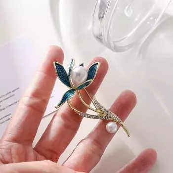 Высококачественный подарок орхидея брошь ниша темперамент Ins жемчуг бриллиант цветок булавка мужские и женские костюмы все подходит корсаж зелёный