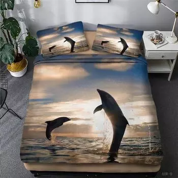 Высококачественный пододеяльник с индивидуальным дизайном Dolphin 3D Duvet Cover set King Queen Double Twin Single Size Bed Set EU single(135x200cm)