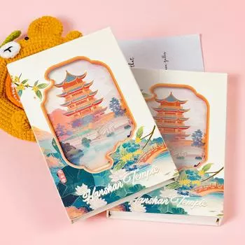 Высококачественный портативный блокнот серии Hanshan Temple, складывающийся в три сложения, с полой магнитной застежкой, ежедневник