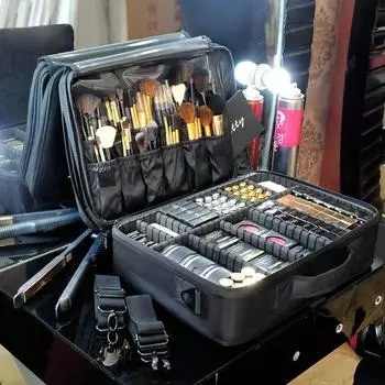 Высококачественный профессиональный органайзер для макияжа, дорожный косметический косметический чехол для макияжа, сумка для хранения Bolso Mujer, ящик для инструментов для ногтей, чемоданы XS-2 Layers чёрный