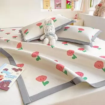 Высококачественный прохладный коврик из цветочного шелка для кровати, высококачественный дышащий охлаждающий коврик для кровати на лето, моющийся кондиционер для кровати 90x200cm 2 pcs set