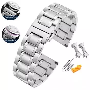 Высококачественный ремешок для часов из нержавеющей стали для Casio Tissot Seiko Citizen, металлический плоский/изогнутый ремешок на конце, браслет, цепочка для часов 20 мм 22 мм 22mm