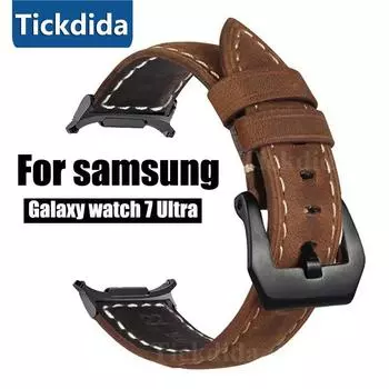 Высококачественный ремешок из натуральной кожи для Samsung Galaxy Watch Ultra Band, винтажный матовый ремешок для часов Ultra 47 мм, аксессуары Galaxy Watch Ultra