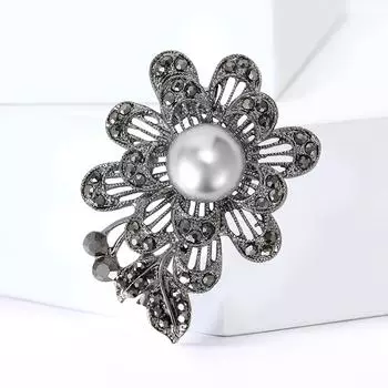 Высококачественный ретро-пистолет из сплава со стразами, брошь «Черная роза», модная и универсальная женская одежда, ювелирная булавка для корсажа.