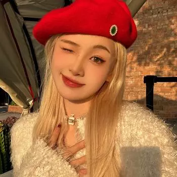 Высококачественный ретро шерстяной берет белый фиксированный крашеный красный универсальный женский осень и зима M56-58cm