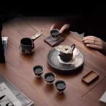 Высококачественный роскошный чайный сервиз Kung Fu, домашний керамический чайник ручной работы, чайная чашка, подарочный набор в трех стилях на выбор