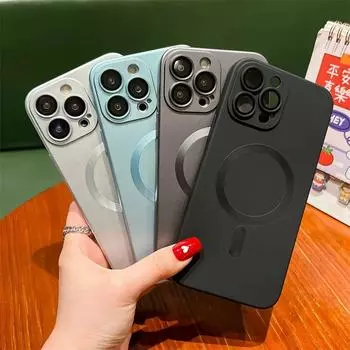 Высококачественный роскошный роскошный чехол Magsafe для iPhone 14 15 Pro Max, чехол для телефона iPhone 13 12 11, ультратонкий защитный чехол с магнитной присоской iPhone 11 розового золота