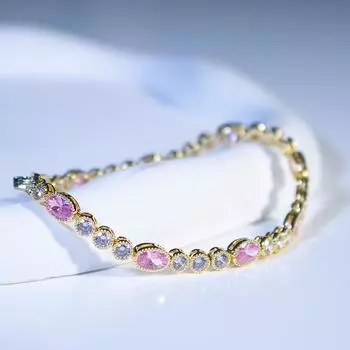 Высококачественный розовый белый AAA циркон 14K позолоченный темперамент теннисный браслет модные женские ювелирные изделия подарок ювелирные изделия для невест розовый