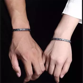 Высококачественный серебряный браслет 925 пробы для мужчин, ювелирные изделия, индивидуальный черный браслет с узором из камня, мужские и женские аксессуары для рук для пар