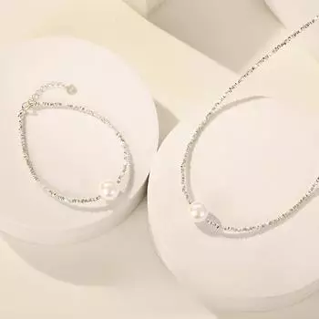 Высококачественный сломанный серебряный комплект ожерелья и браслета из стерлингового серебра S925, набор жемчуга в стиле ретро, темперамент, оптовая продажа, интернет-знаменитости Adjustable size