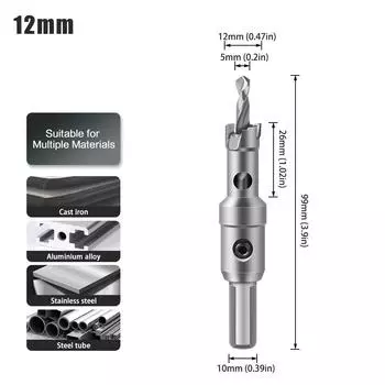 Высококачественный сплав 5A Открыватель отверстий Высококачественная нержавеющая сталь Открыватель отверстий Твердосплавная развертка для отверстий Металл 5A alloy hole opener 12mm