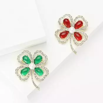 Высококачественный сплав, изысканный, со стразами, брошь в виде четырехлистного клевера, модная маленькая свежая женская одежда, корсаж, ювелирные изделия, булавка
